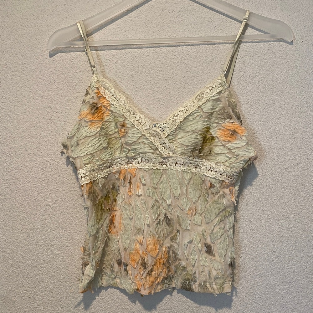 Y2K Fairy Boho Babydoll Top Floral Lace Romantic Style Size Large